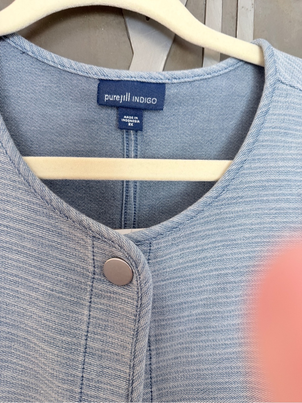 J. Jill PureJill Indigo Light Blue Collarless Jean Jacket